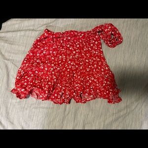 Red floral skort